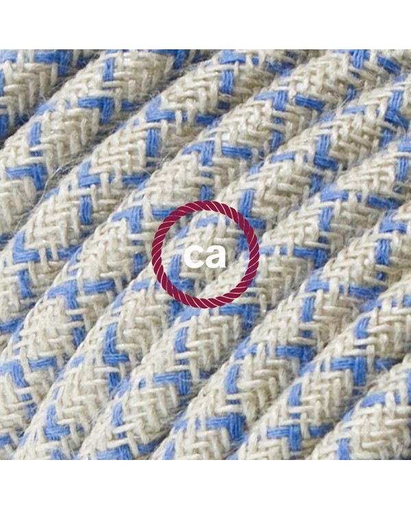 Cord-set - RD65 Natural & Blue Linen Criss Cross Covered Round Cable