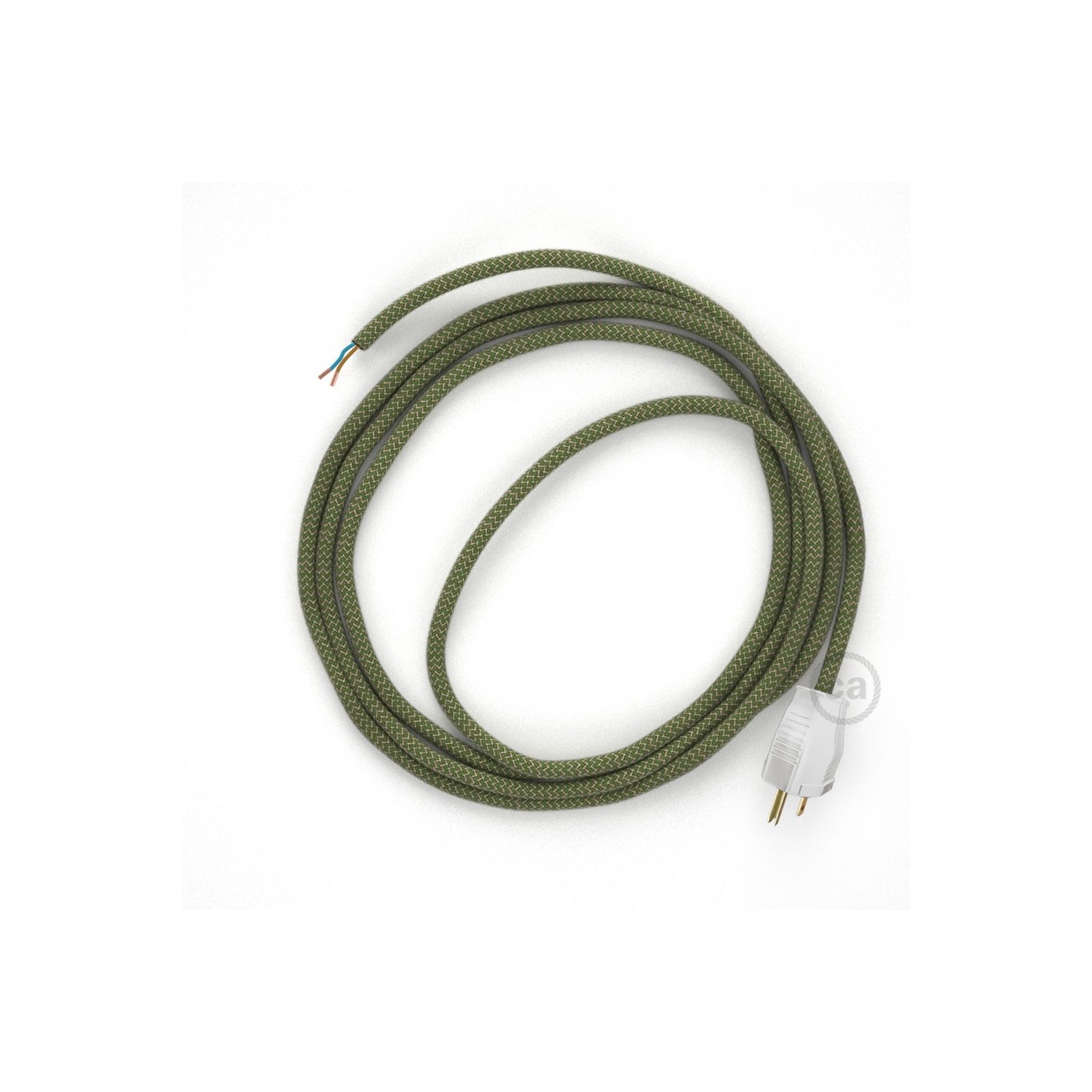 Cord-set - RD72 Natural & Thyme Green Linen Chevron Covered Round Cable