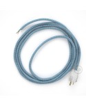 Cord-set - RD75 Natural & Blue Linen Chevron Covered Round Cable