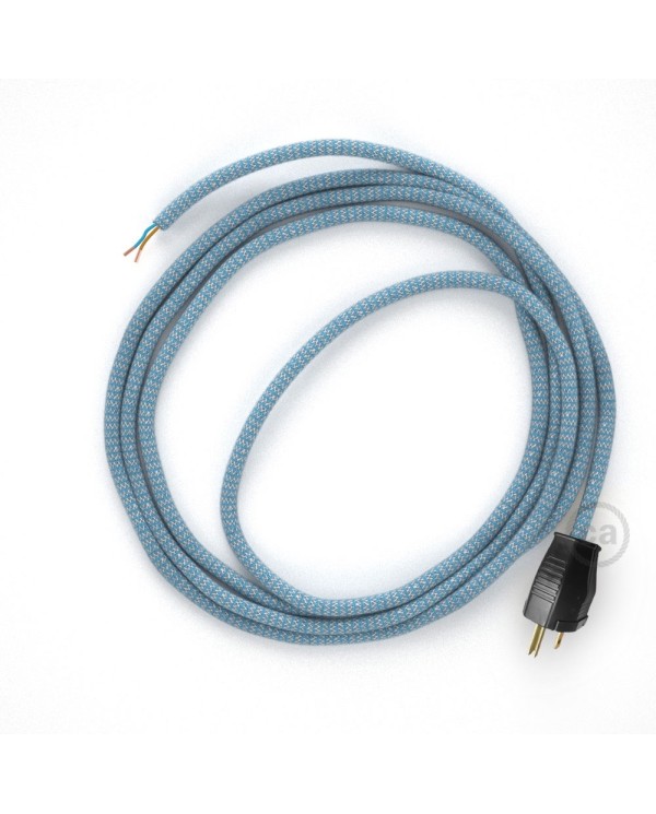 Cord-set - RD75 Natural & Blue Linen Chevron Covered Round Cable