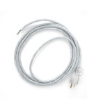 Cord-set - RL01 White Glitter Covered Round Cable