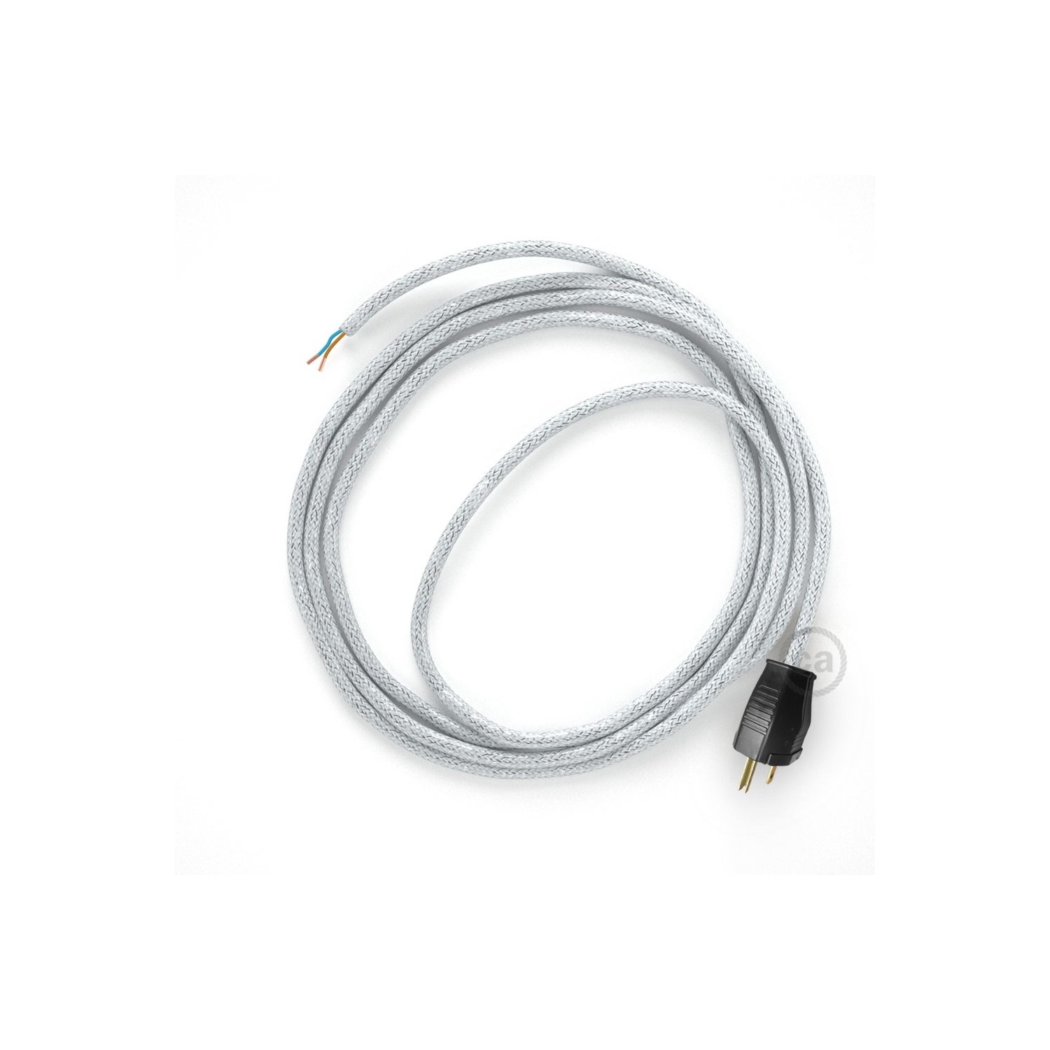 Cord-set - RL01 White Glitter Covered Round Cable