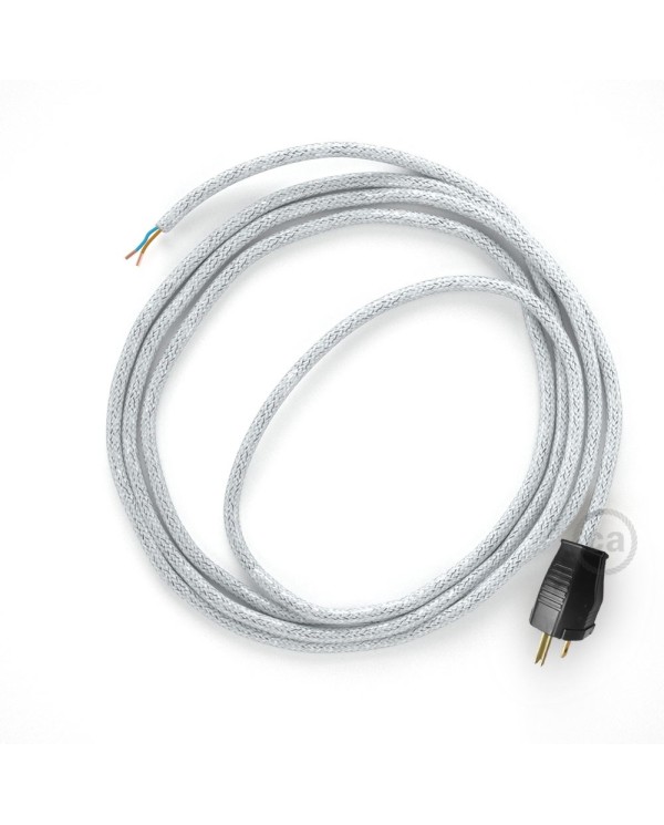 Cord-set - RL01 White Glitter Covered Round Cable