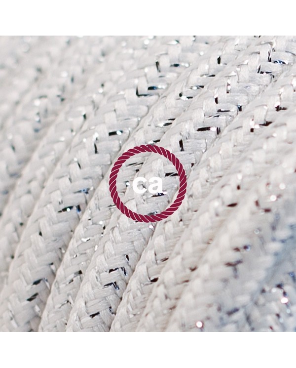 Cord-set - RL01 White Glitter Covered Round Cable