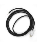 Cord-set - RL04 Black Glitter Covered Round Cable