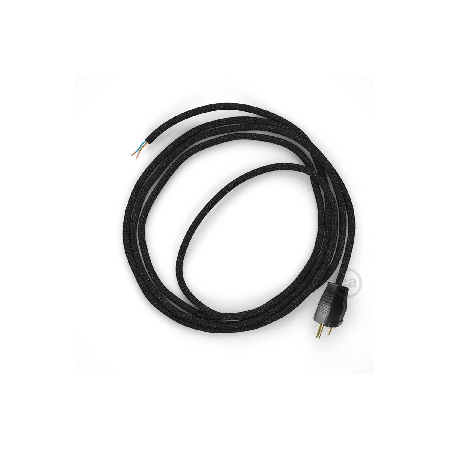 Cord-set - RL04 Black Glitter Covered Round Cable