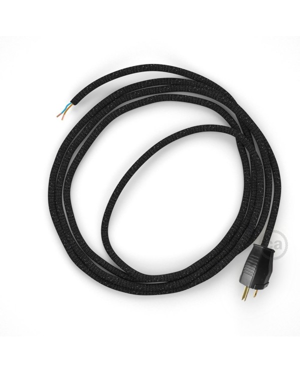 Cord-set - RL04 Black Glitter Covered Round Cable