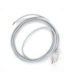 Cord-set - RM02 Silver Rayon Covered Round Cable