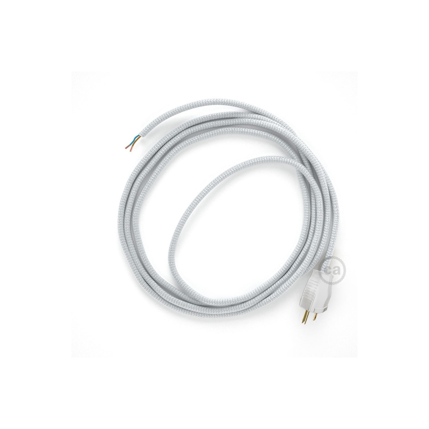 Cord-set - RM02 Silver Rayon Covered Round Cable