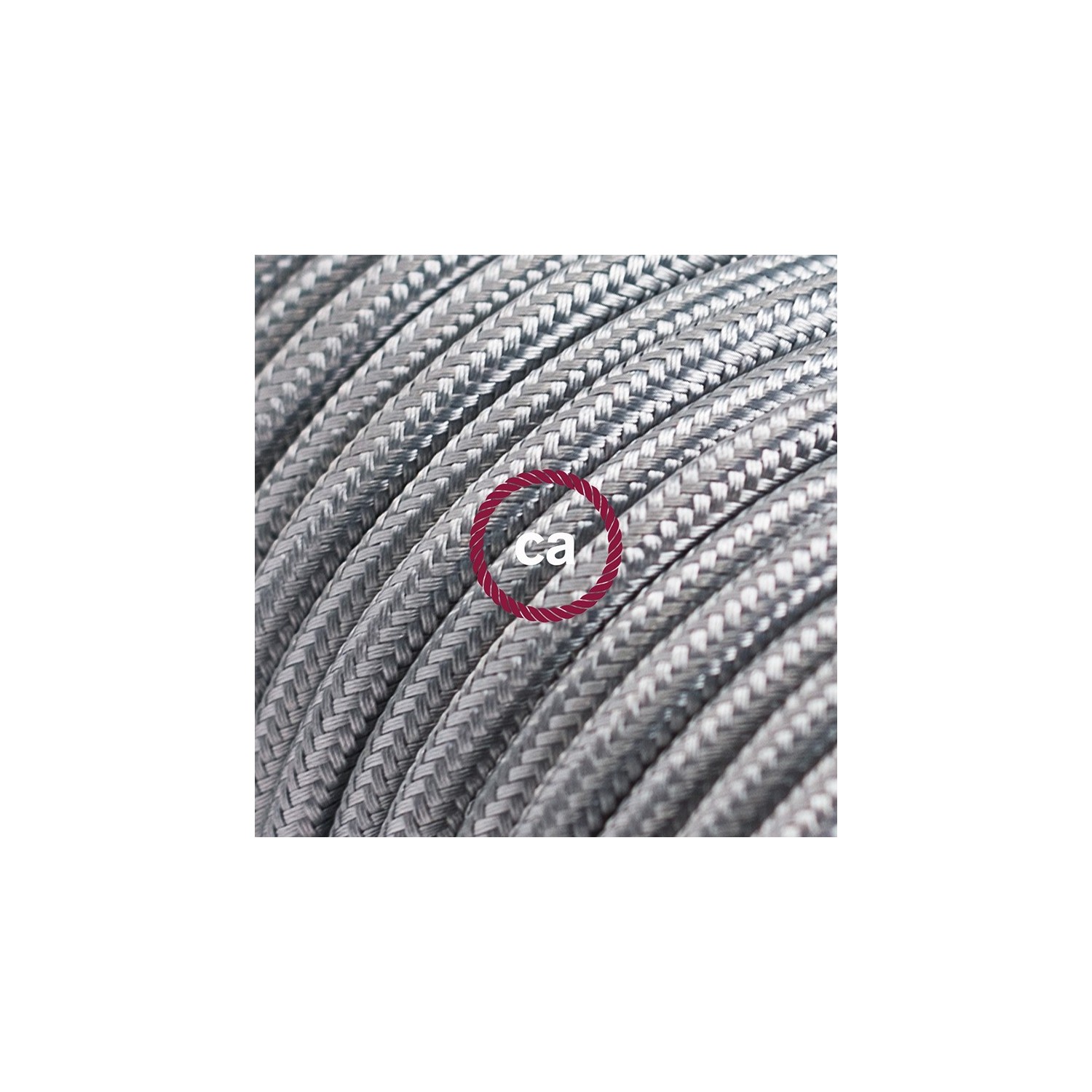 Cord-set - RM02 Silver Rayon Covered Round Cable