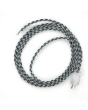 Cord-set - RP04 Black & White Houndstooth Covered Round Cable