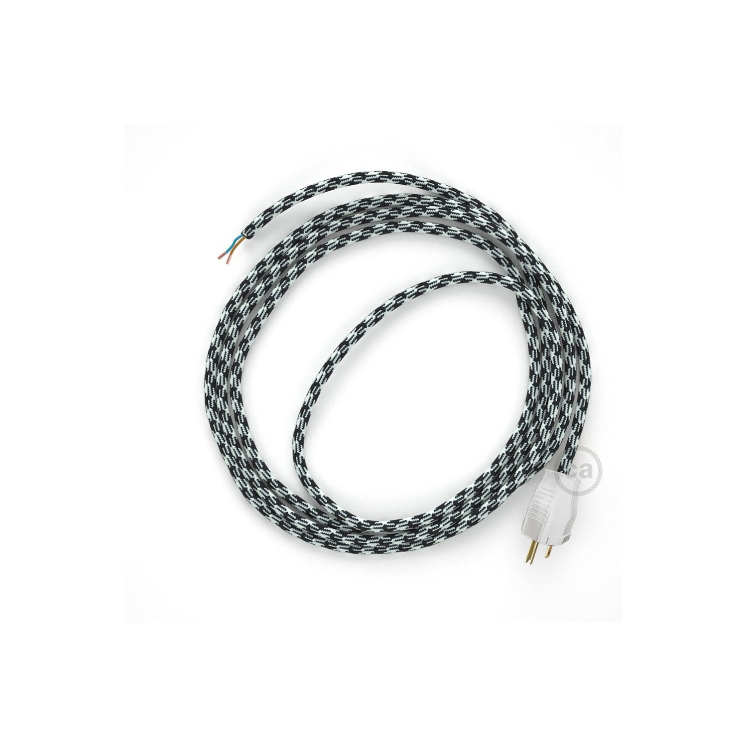 Cord-set - RP04 Black & White Houndstooth Covered Round Cable