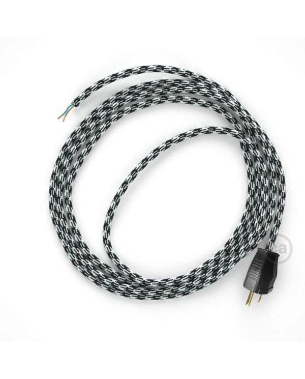 Cord-set - RP04 Black & White Houndstooth Covered Round Cable