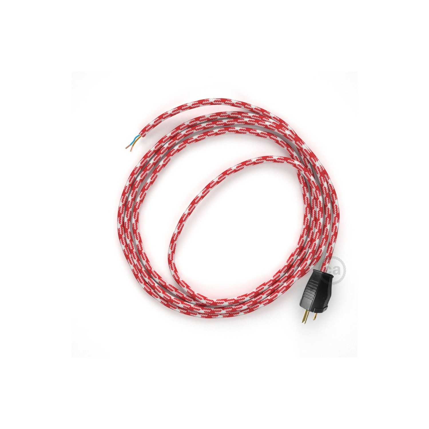 Cord-set - RP09 Red & White Houndstooth Covered Round Cable