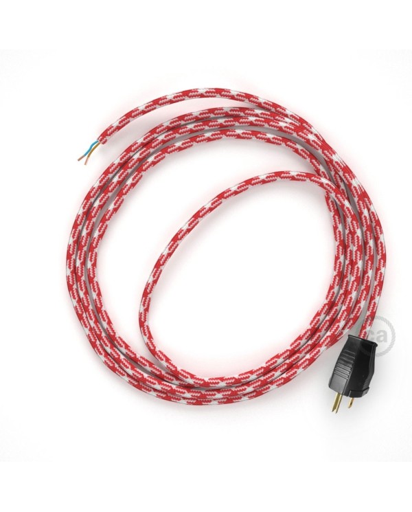 Cord-set - RP09 Red & White Houndstooth Covered Round Cable