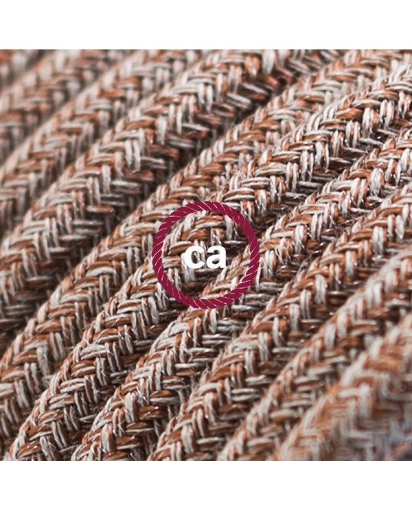 Cord-set - RS82 Brown Glitter Cotton & Natural Linen Tweed Covered Round Cable