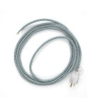 Cord-set - RT14 White & Black Tracer Covered Round Cable