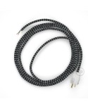 Cord-set - RT41 Black & White Tracer Covered Round Cable