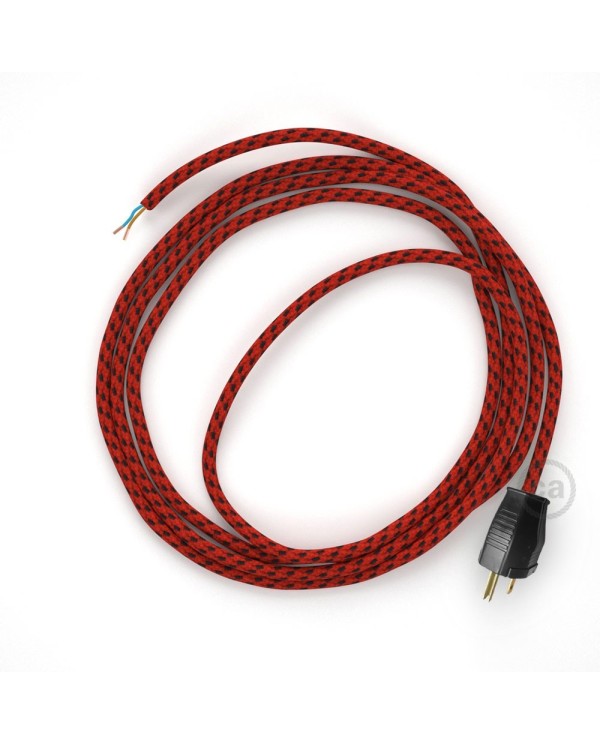 Cord-set - RT94 Red & Black Tracer Covered Round Cable