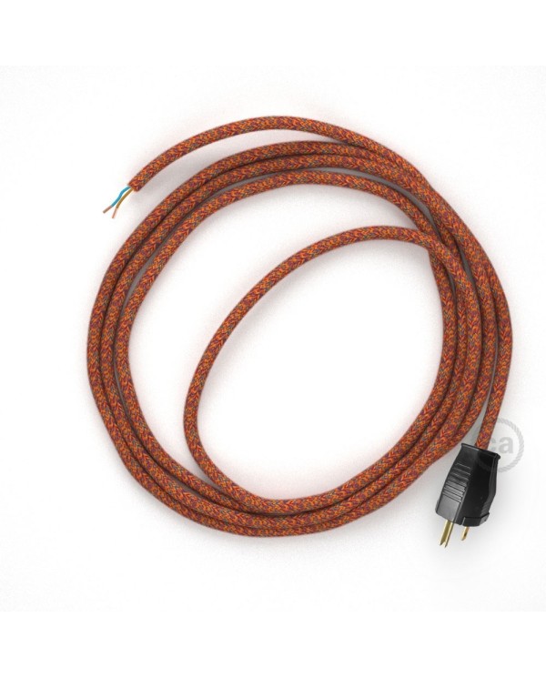 Cord-set - RX07 Orange Cotton Tweed Covered Round Cable