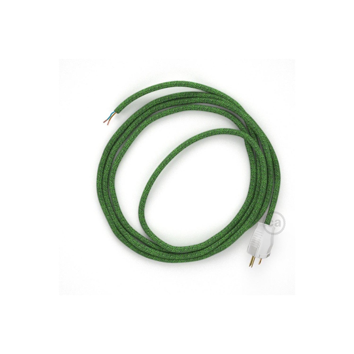 Cord-set - RX08 Green Cotton Tweed Covered Round Cable