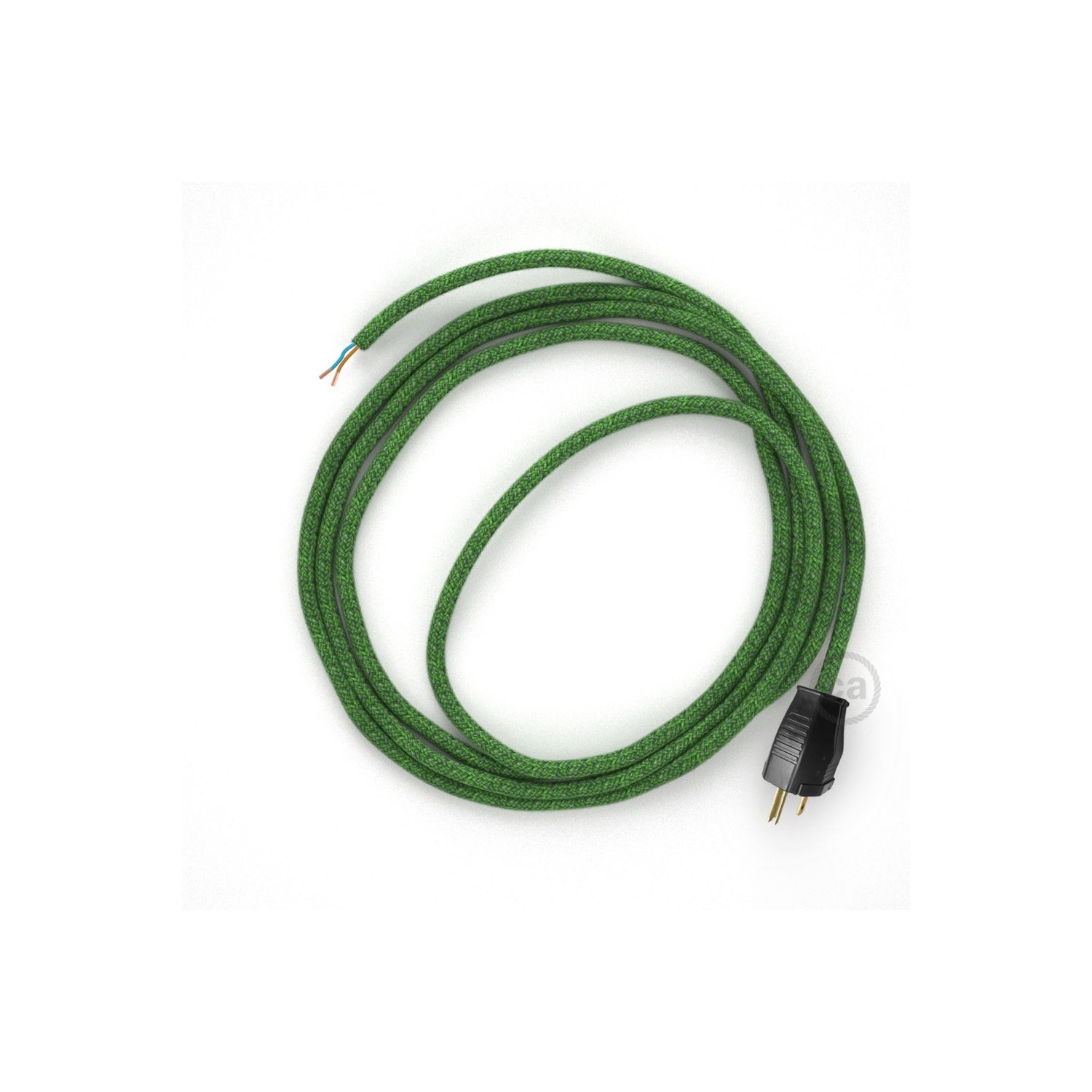 Cord-set - RX08 Green Cotton Tweed Covered Round Cable