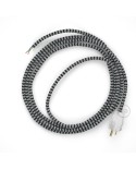 Cord-set - RZ04 Black & White Chevron Covered Round Cable