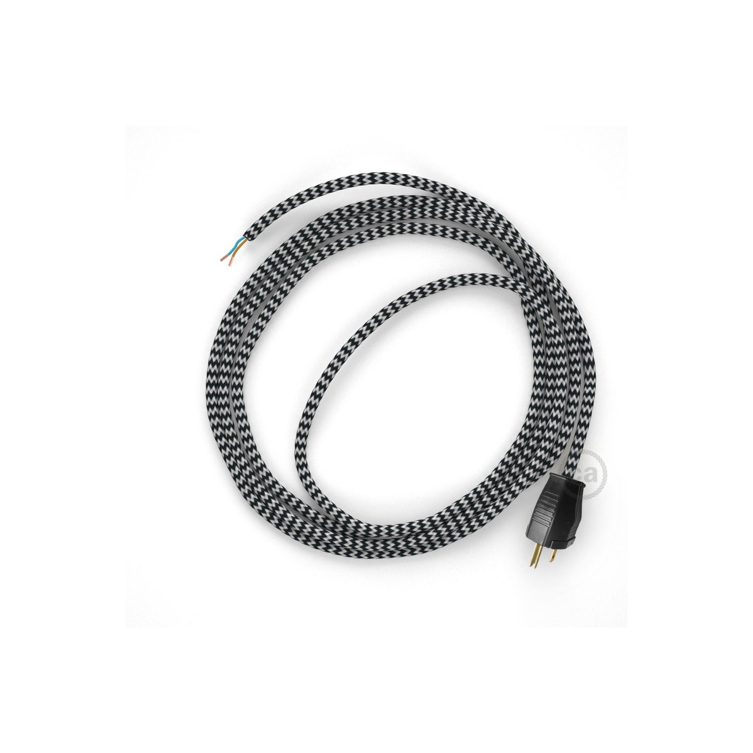 Cord-set - RZ04 Black & White Chevron Covered Round Cable