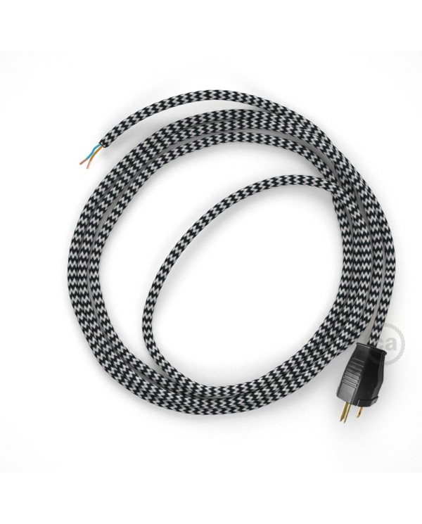 Cord-set - RZ04 Black & White Chevron Covered Round Cable