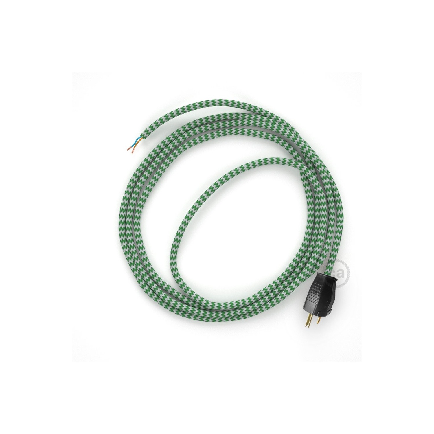 Cord-set - RZ06 Green & White Chevron Covered Round Cable