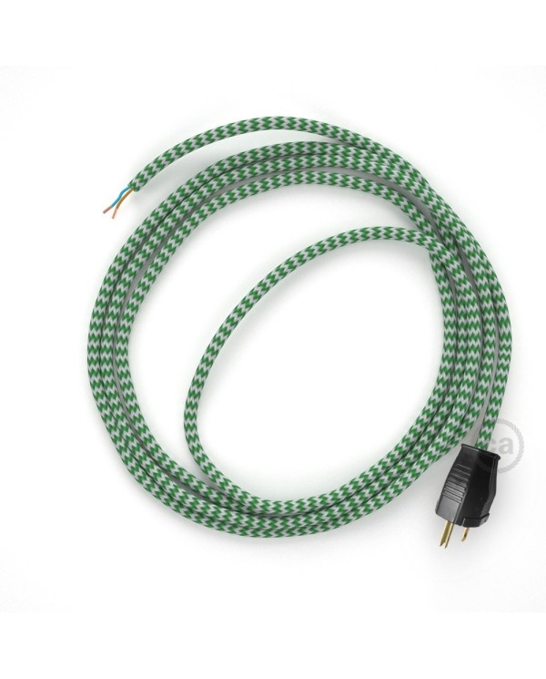 Cord-set - RZ06 Green & White Chevron Covered Round Cable