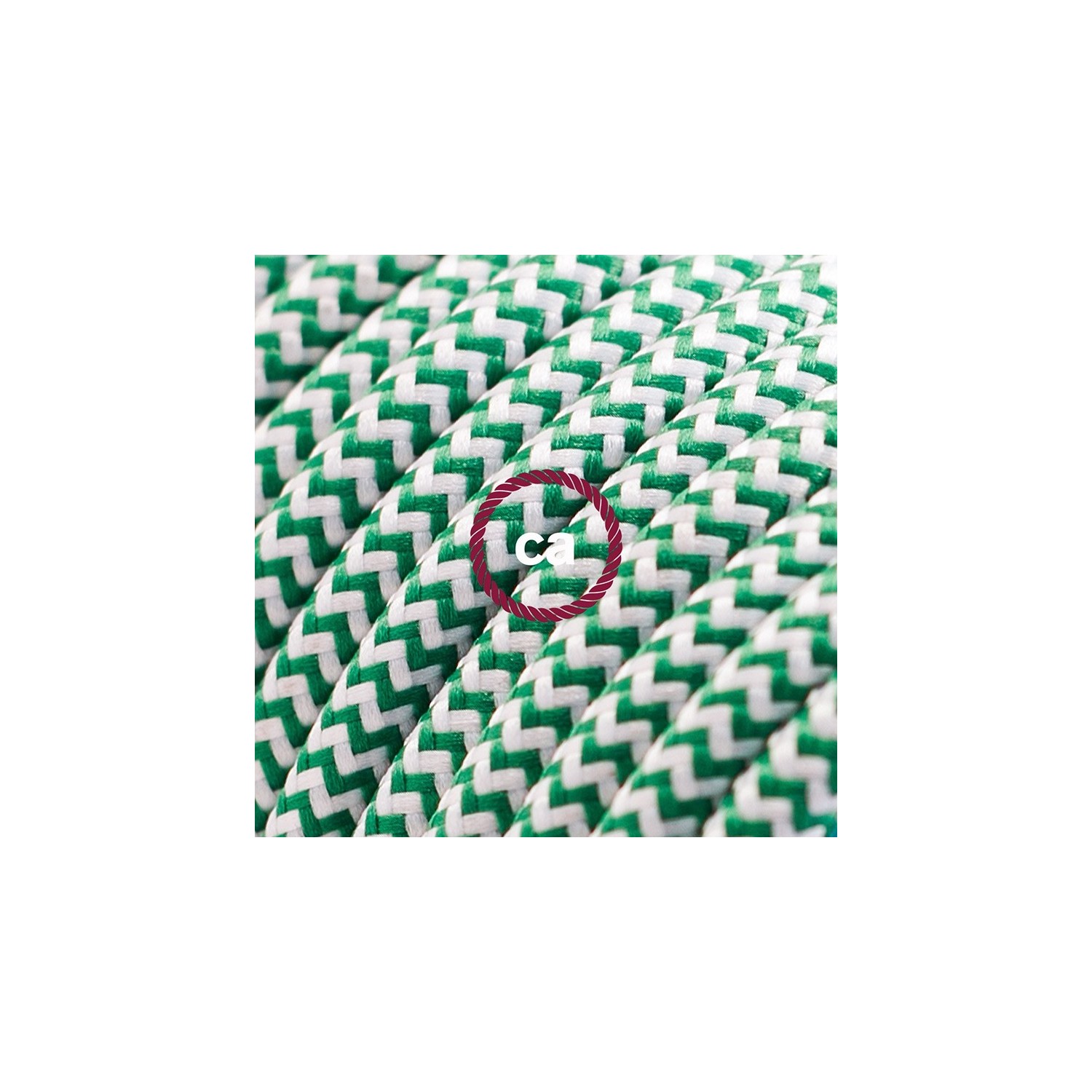 Cord-set - RZ06 Green & White Chevron Covered Round Cable