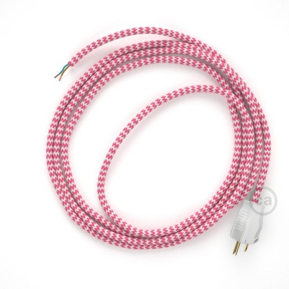 Cord-set - RZ08 Fuchsia & White Chevron Covered Round Cable