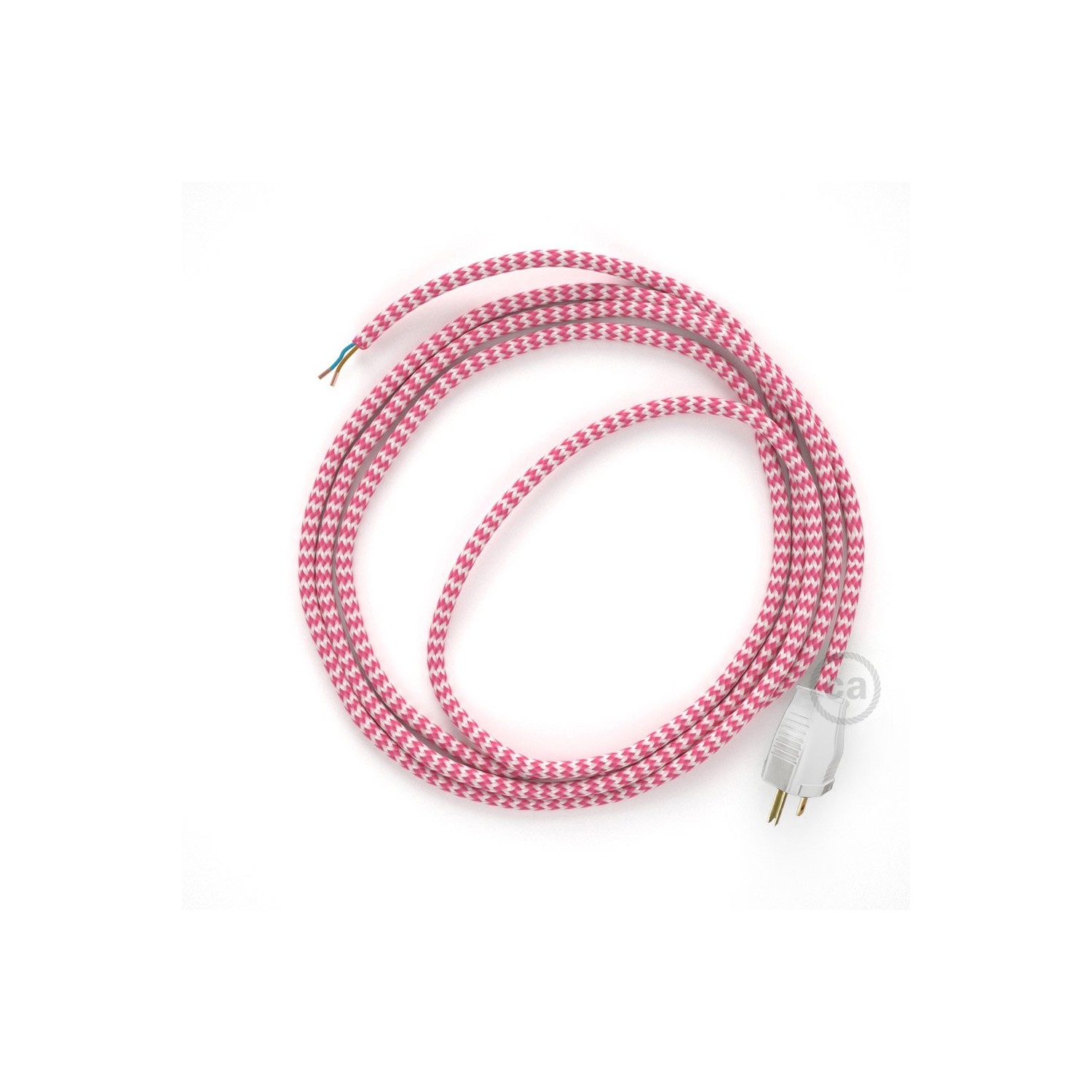 Cord-set - RZ08 Fuchsia & White Chevron Covered Round Cable