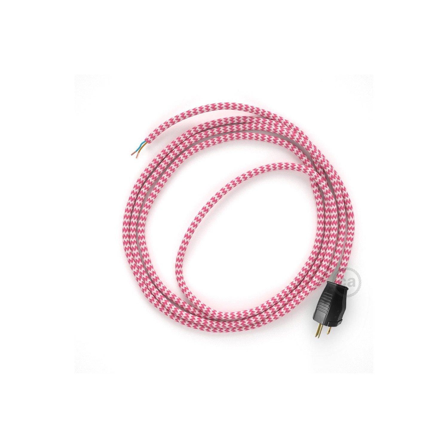 Cord-set - RZ08 Fuchsia & White Chevron Covered Round Cable