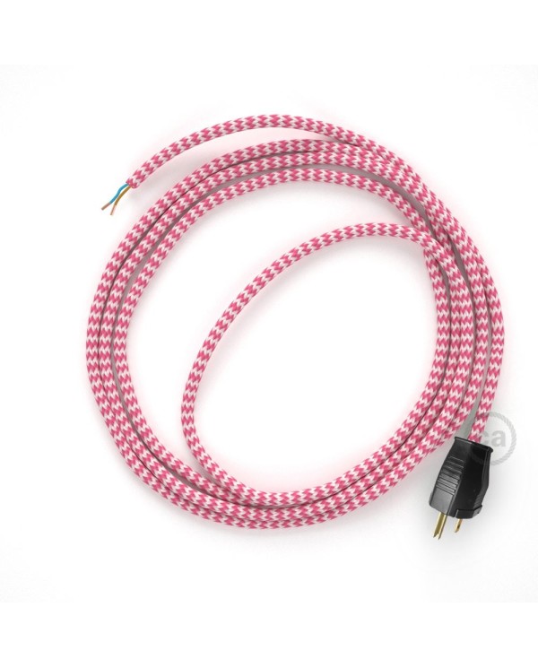 Cord-set - RZ08 Fuchsia & White Chevron Covered Round Cable