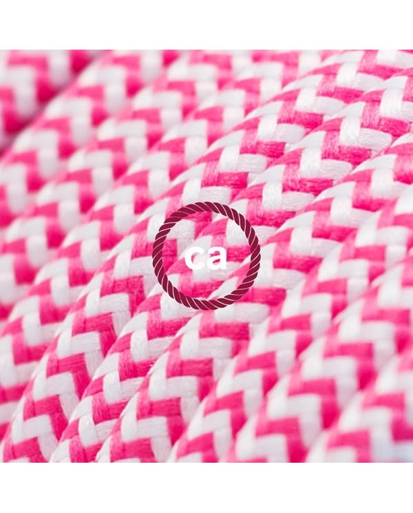 Cord-set - RZ08 Fuchsia & White Chevron Covered Round Cable