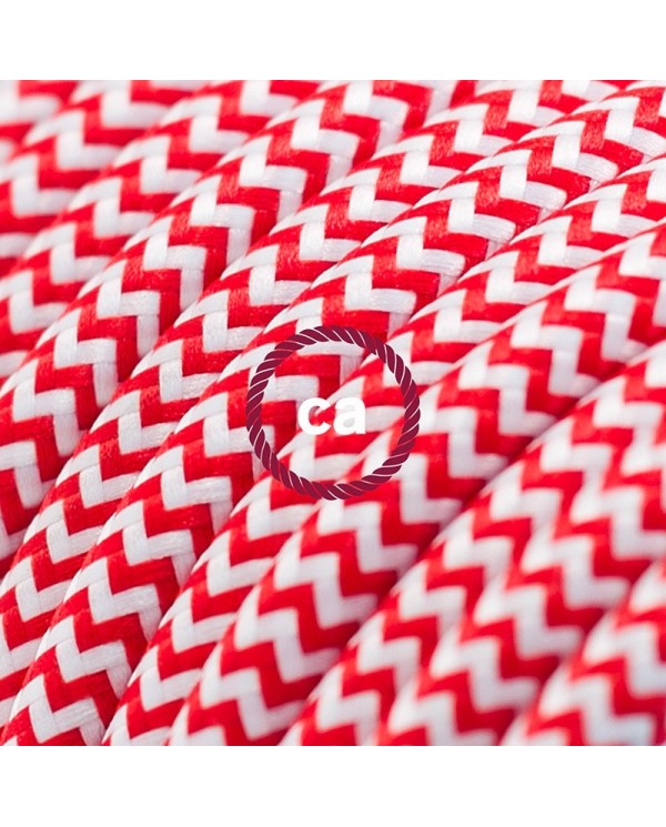 Cord-set - RZ09 Red & White Chevron Covered Round Cable