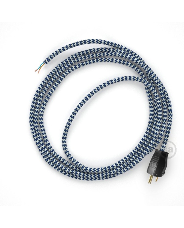 Cord-set - RZ12 Blue & White Chevron Covered Round Cable