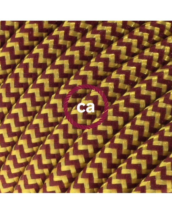 Cord-set - RZ23 Gold & Burgundy Rayon Chevron Covered Round Cable