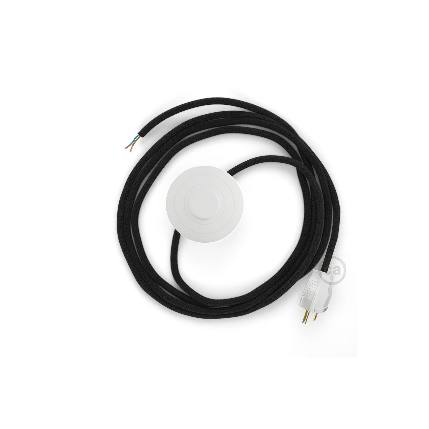 Power Cord with foot switch, RC04 Black Cotton - Choose color of switch/plug