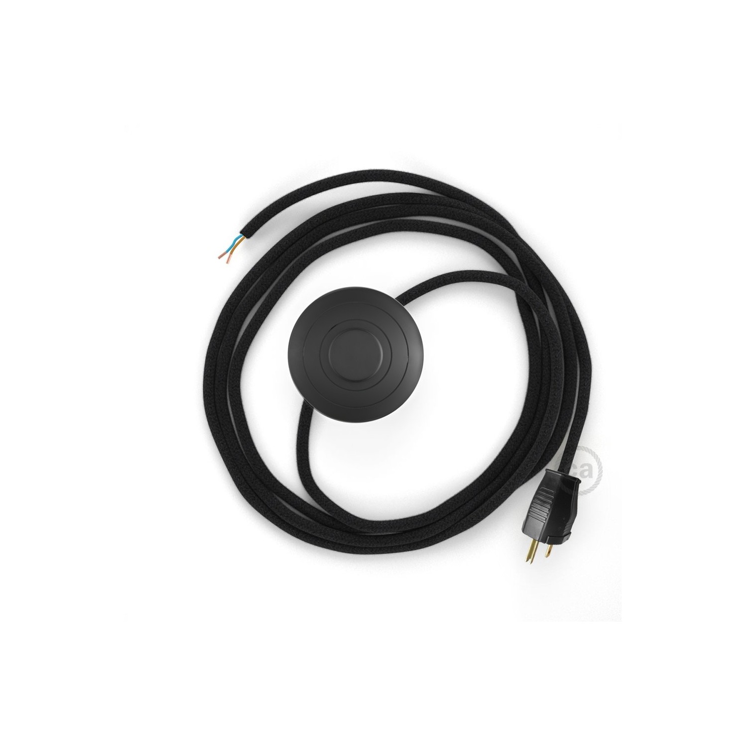 Power Cord with foot switch, RC04 Black Cotton - Choose color of switch/plug