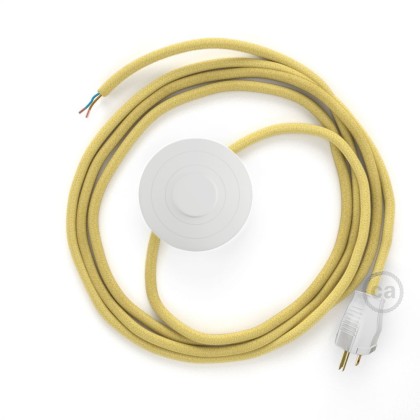 Power Cord with foot switch, RC10 Pale Yellow Cotton - Choose color of switch/plug