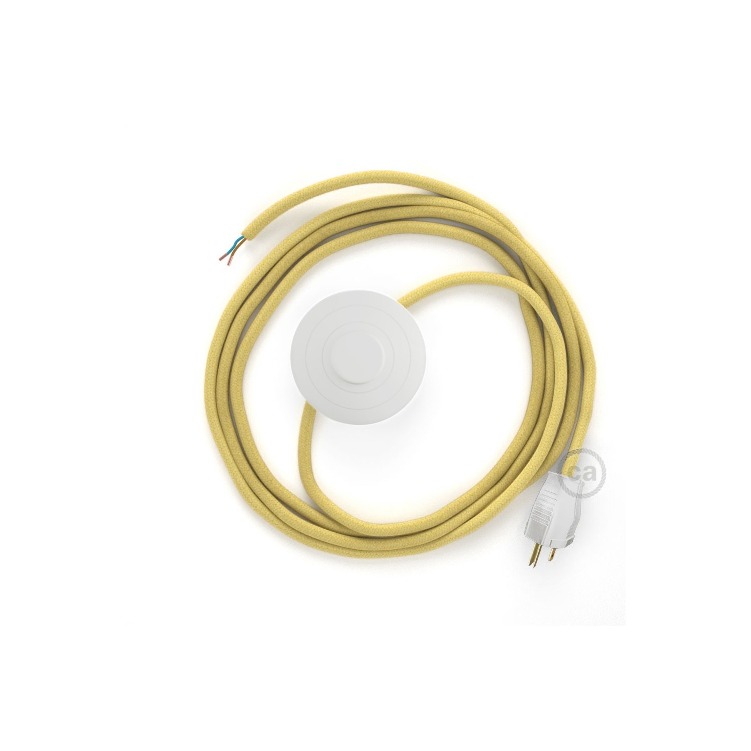 Power Cord with foot switch, RC10 Pale Yellow Cotton - Choose color of switch/plug