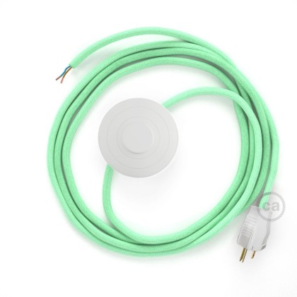 Power Cord with foot switch, RC34 Mint Green Cotton - Choose color of switch/plug