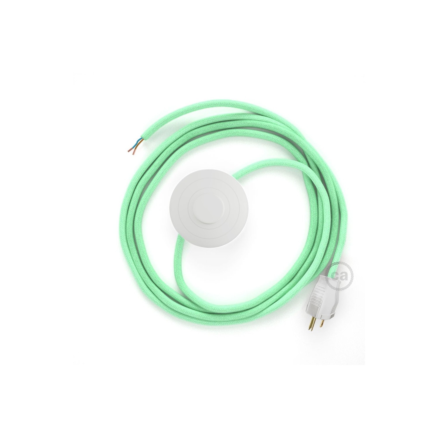 Power Cord with foot switch, RC34 Mint Green Cotton - Choose color of switch/plug