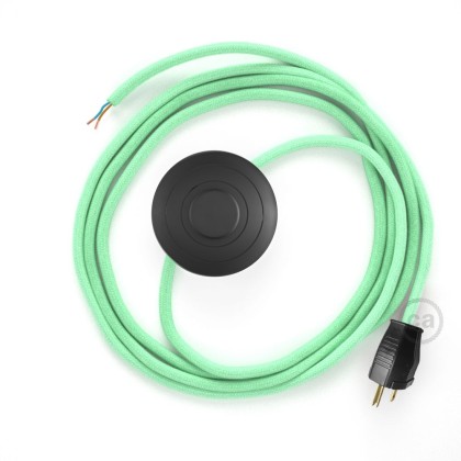 Power Cord with foot switch, RC34 Mint Green Cotton - Choose color of switch/plug