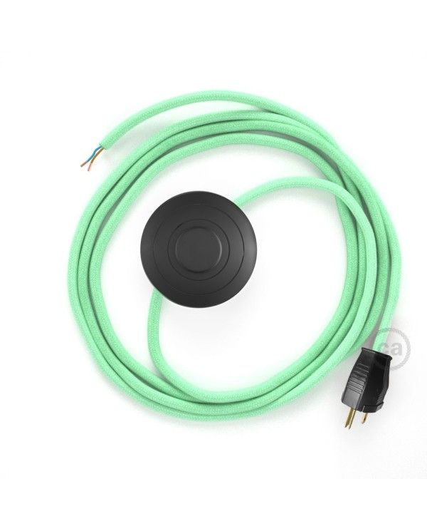 Power Cord with foot switch, RC34 Mint Green Cotton - Choose color of switch/plug