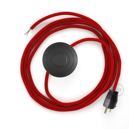 Power Cord with foot switch, RC35 Red Cotton - Choose color of switch/plug