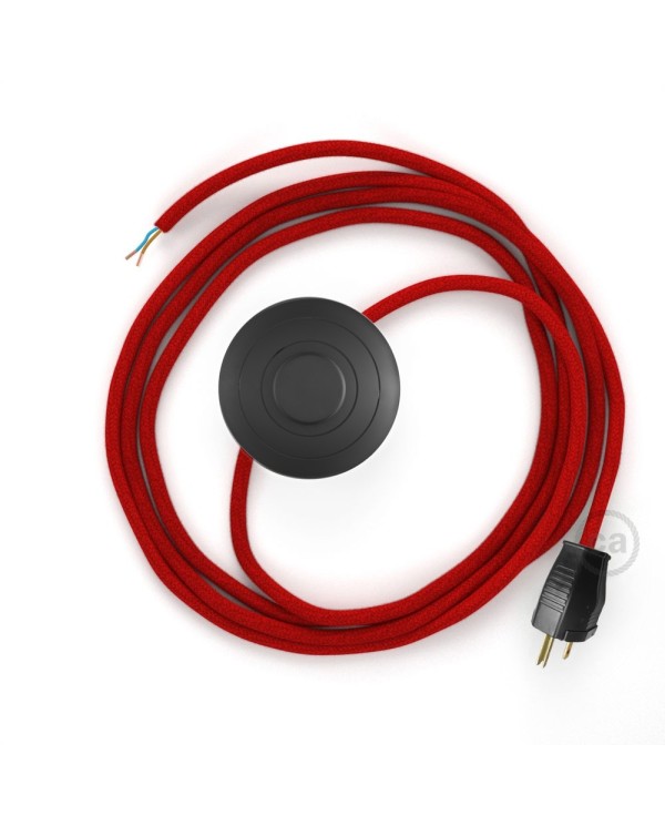 Power Cord with foot switch, RC35 Red Cotton - Choose color of switch/plug